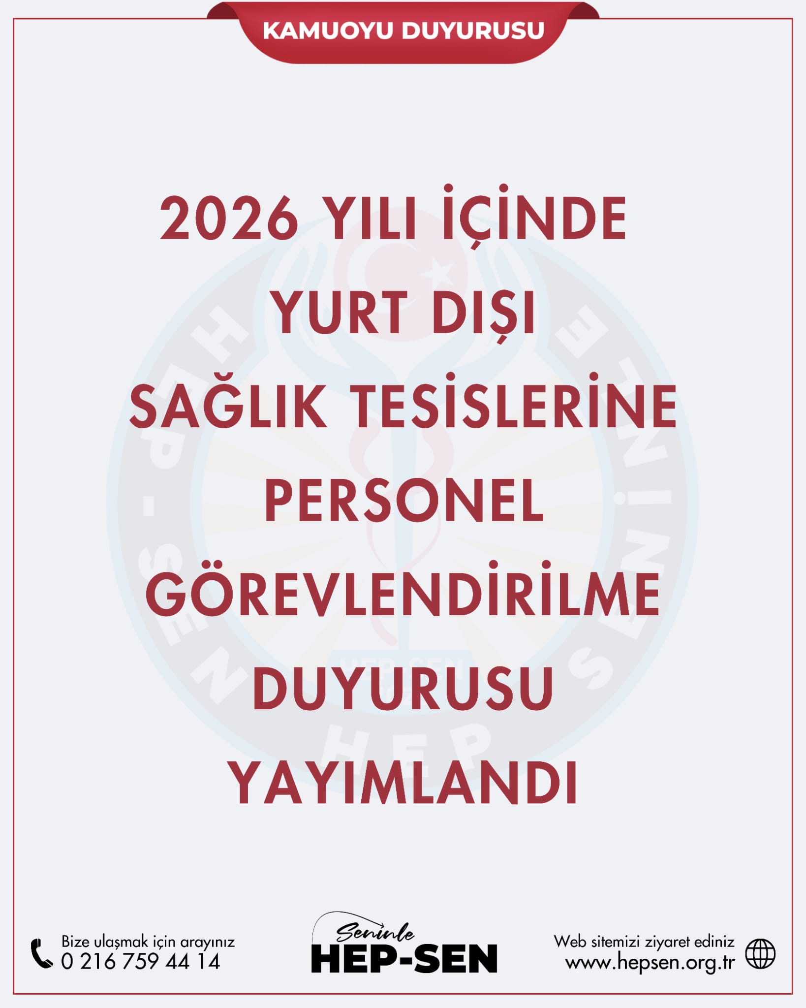 2026 Yılı Yurt Dışı Sağlık Tesisleri Görevlendirme Başvuruları Başladı